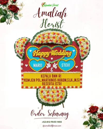 Karangan Papan Bunga Pernikahan di Dara